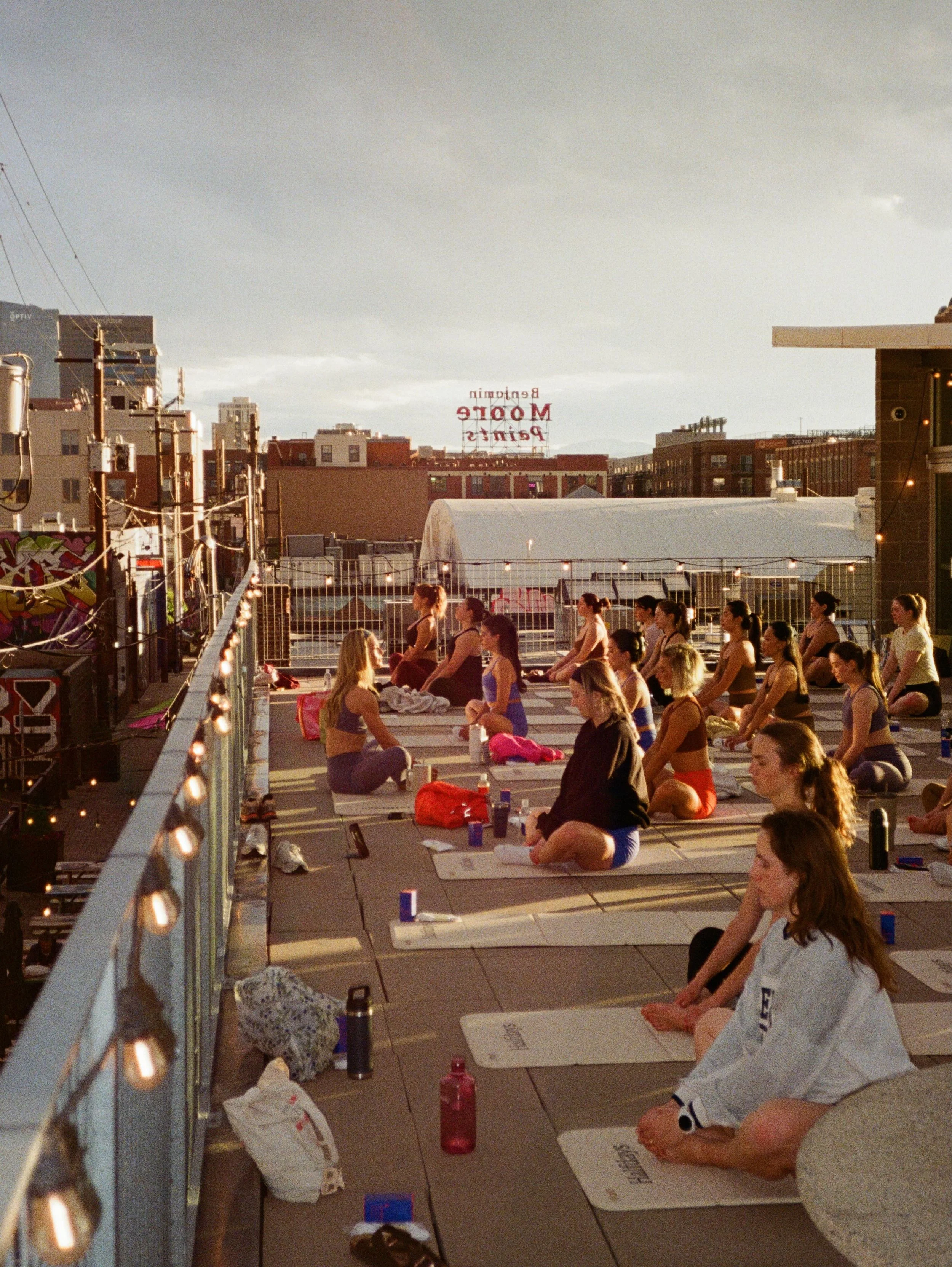 denver meetup recap 🤍 

assortment of digital &amp; #35mmfilm snaps of this month&rsquo;s rooftop pilates with @maddiemilton_ + @freaksofnature___ + the @halfdays crew on a perfect spring evening. 

see you at the next one? 💛