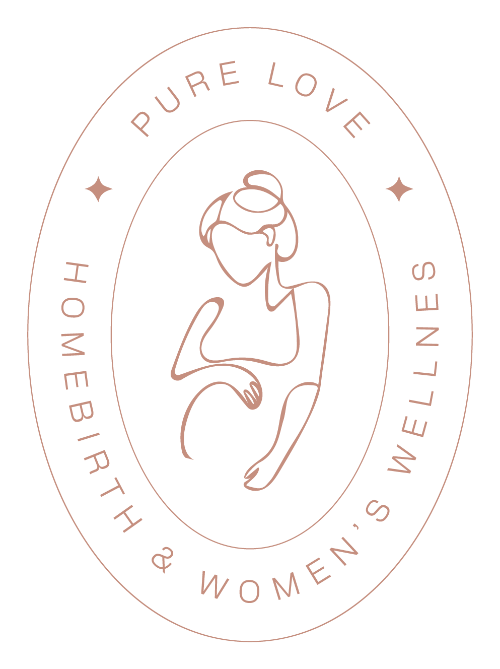 A logo with a minimalist line drawing of a woman with glasses and her hair tied up, surrounded by circular text that says "Pure Love" at the top and "Women's Web Series" at the bottom, on a black background.