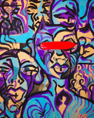 "Blue Boys", 2019
24 x 24 in,  Acrylic on Wood 
Private Collection