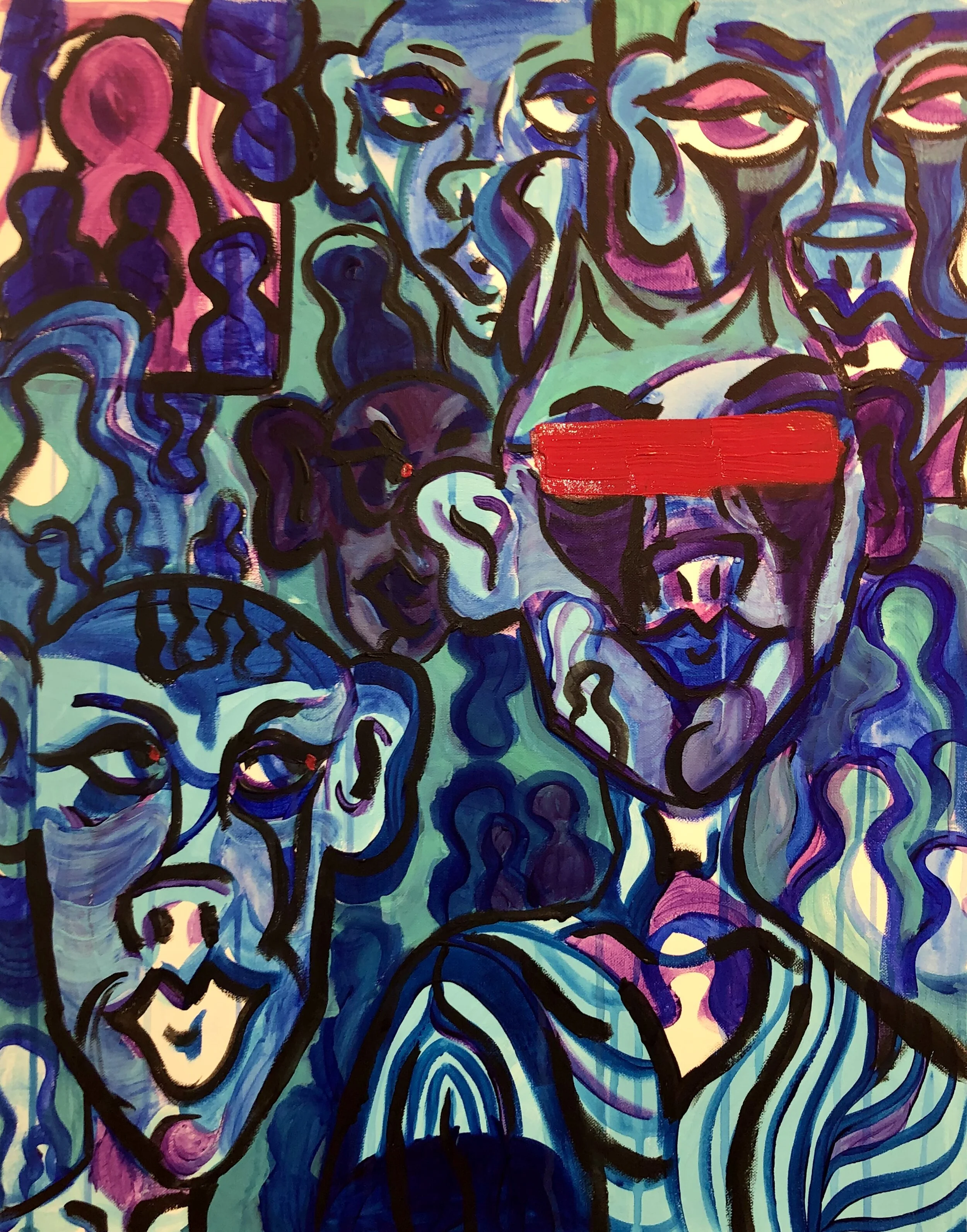 Blue Boys | 24  x 24 | Acrylic On Canvas | Sold