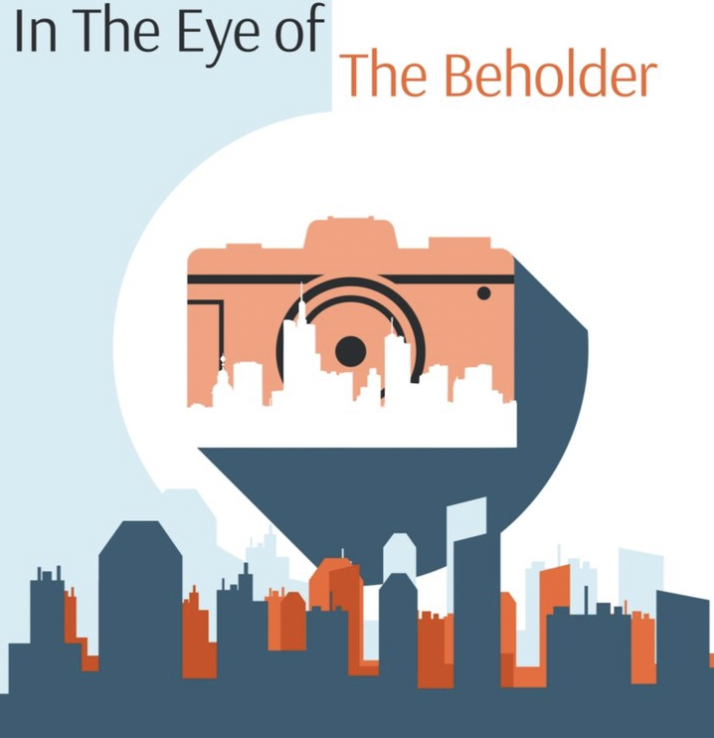A graphic displaying texts "In The Eye of The Beholder" over a camera graphic with a city skyline | OCA Mocha 