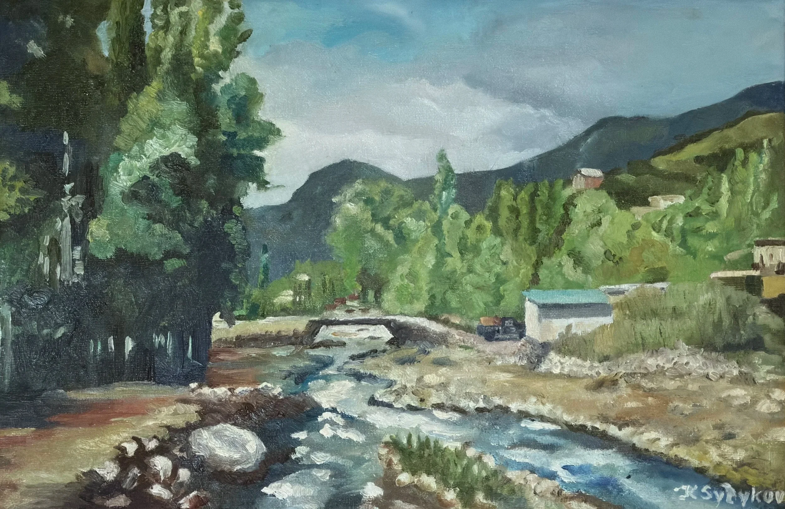 The Small Bridge, 12"x18", oil on canvas glued on plywood