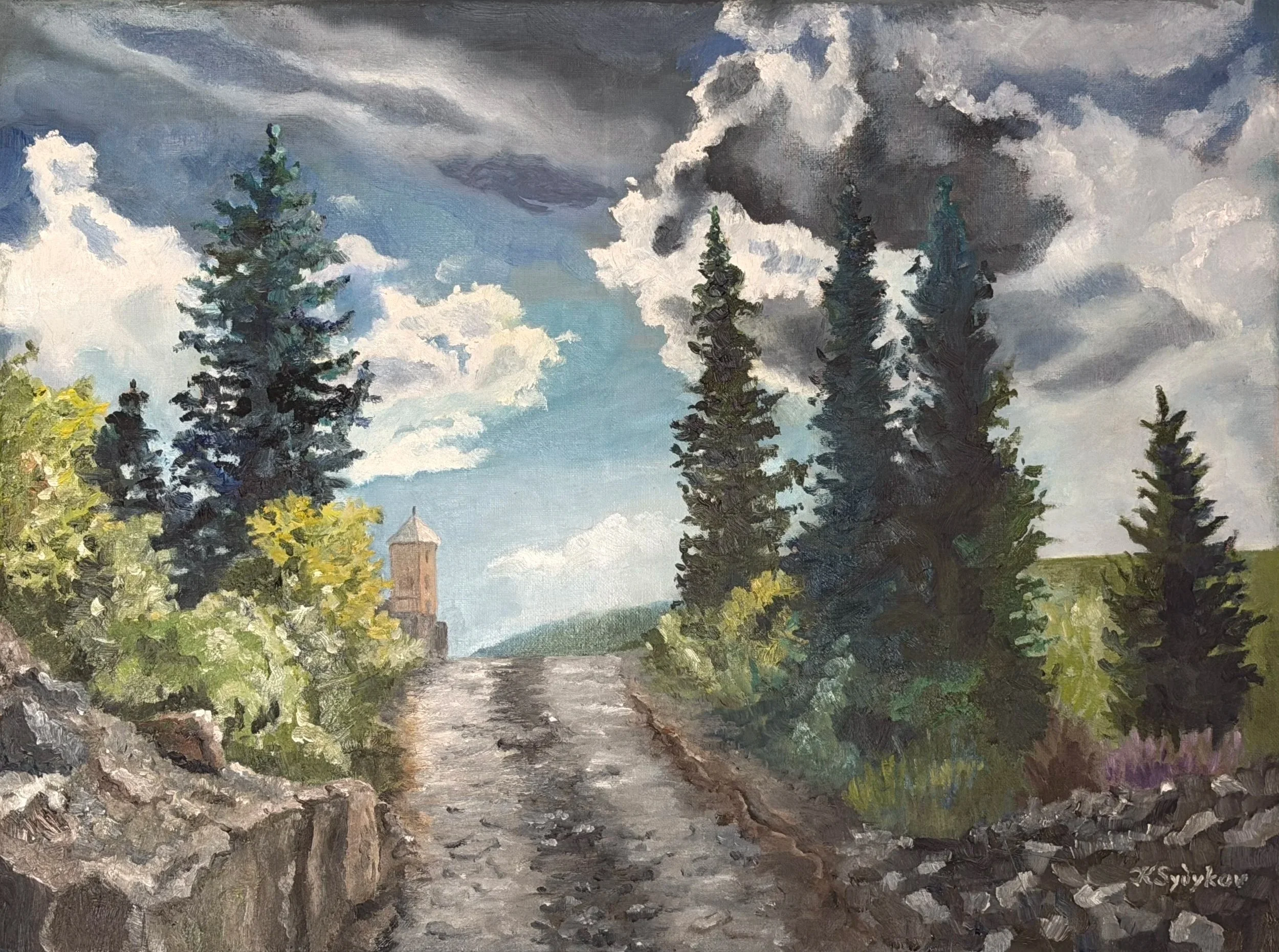 Kazakh Spruces, 18"x24", oil on canvas