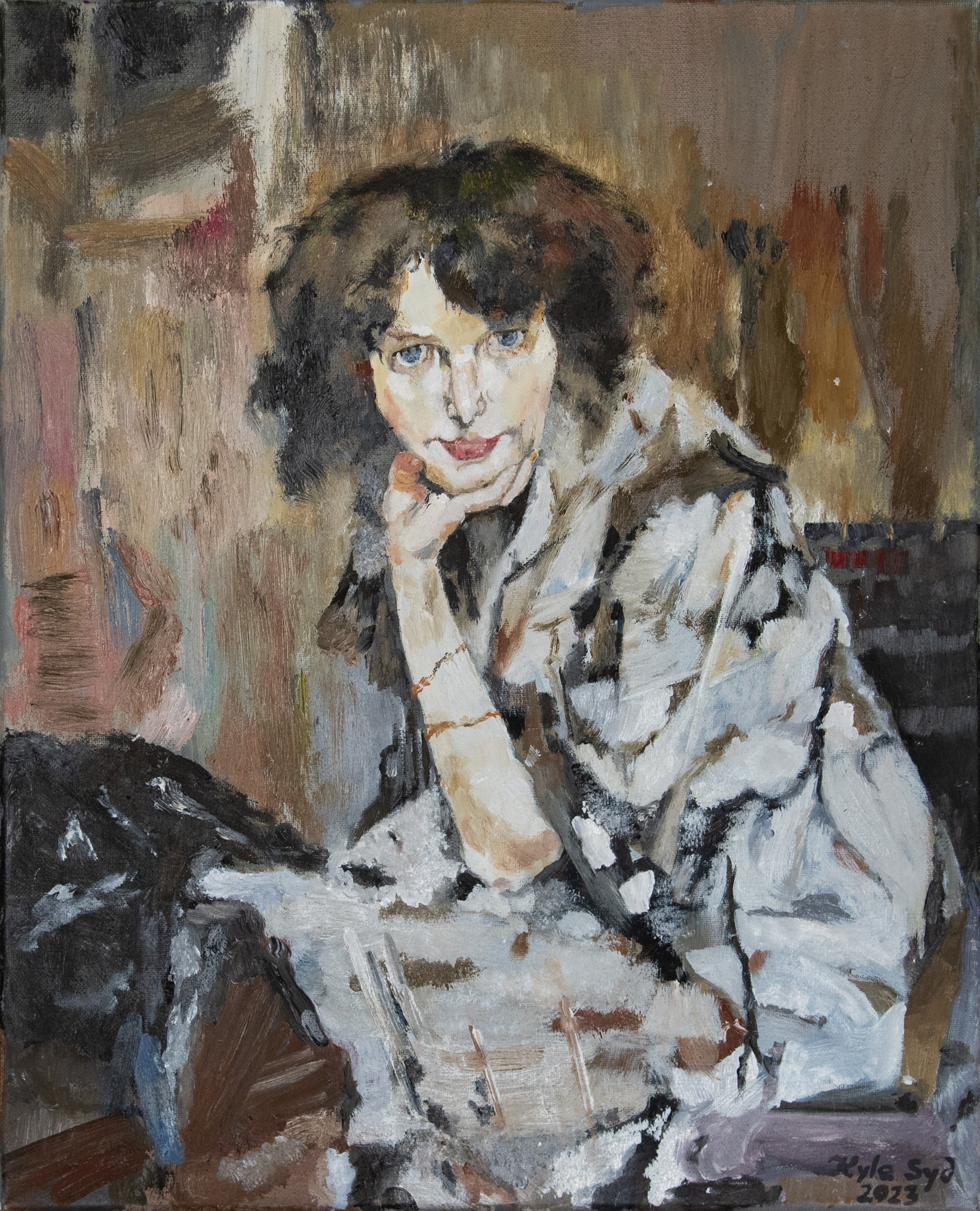 Young Woman, copy from Fechin's original work, 30"x24", acrylic on canvas (private collection)