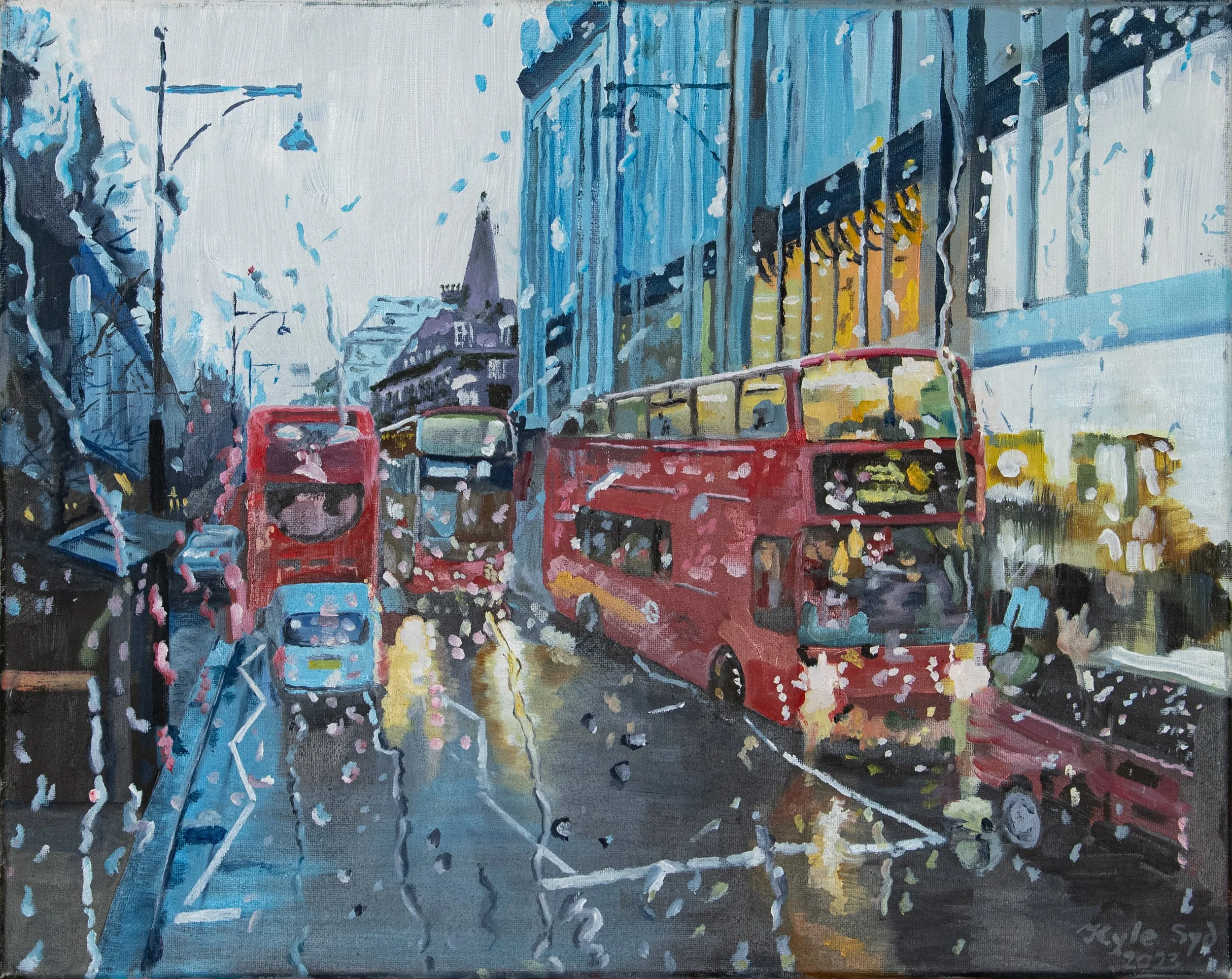 Rain Drops, 16"x12", acrylic on canvas (private collection)