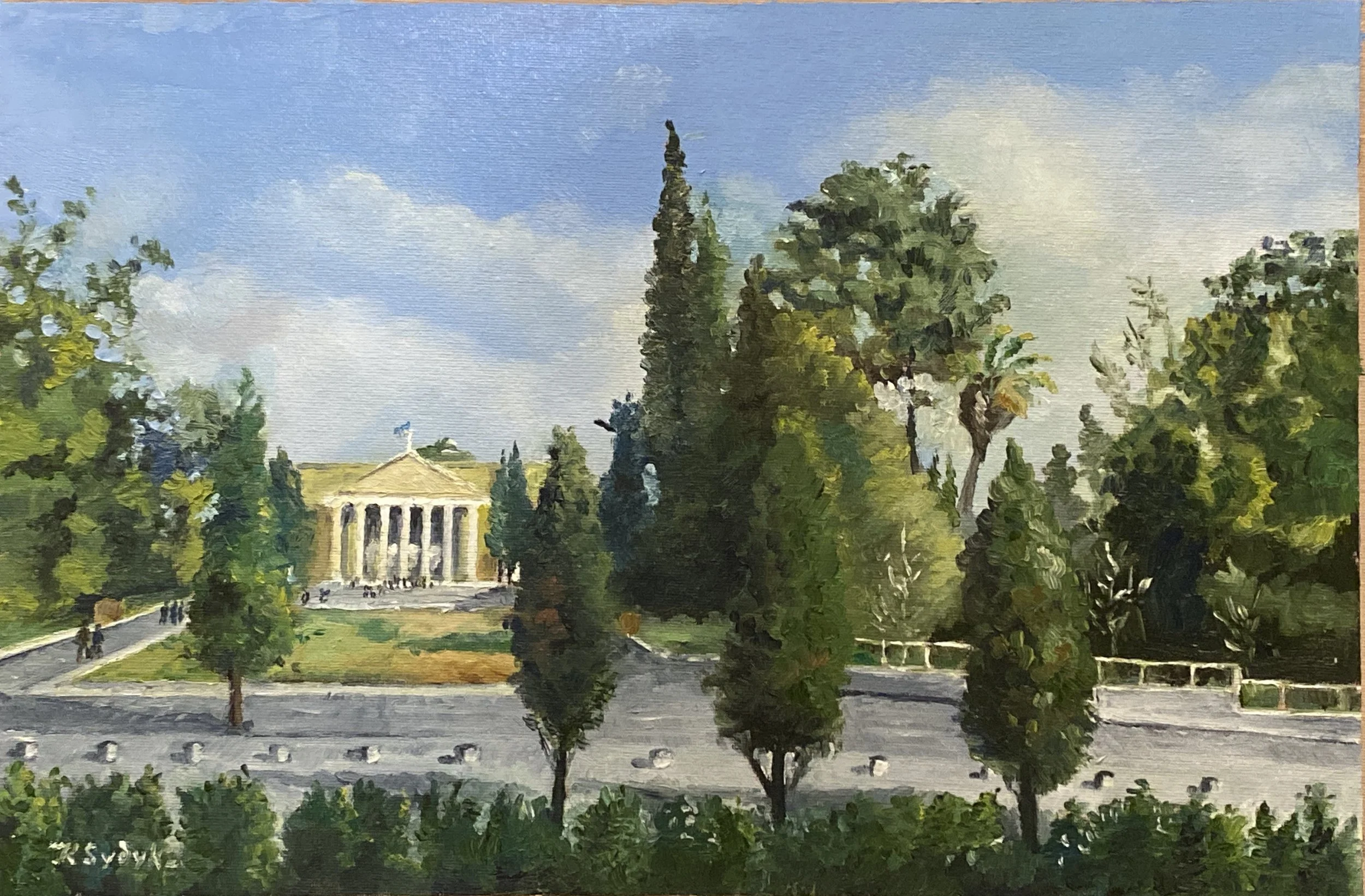 When in Athens, 12"x24", oil on canvas glued on hardboard