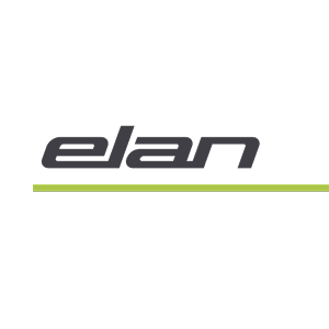 The image features the logo of Elan, with the word 'elan' in bold, stylized black letters and a thin green line underneath.