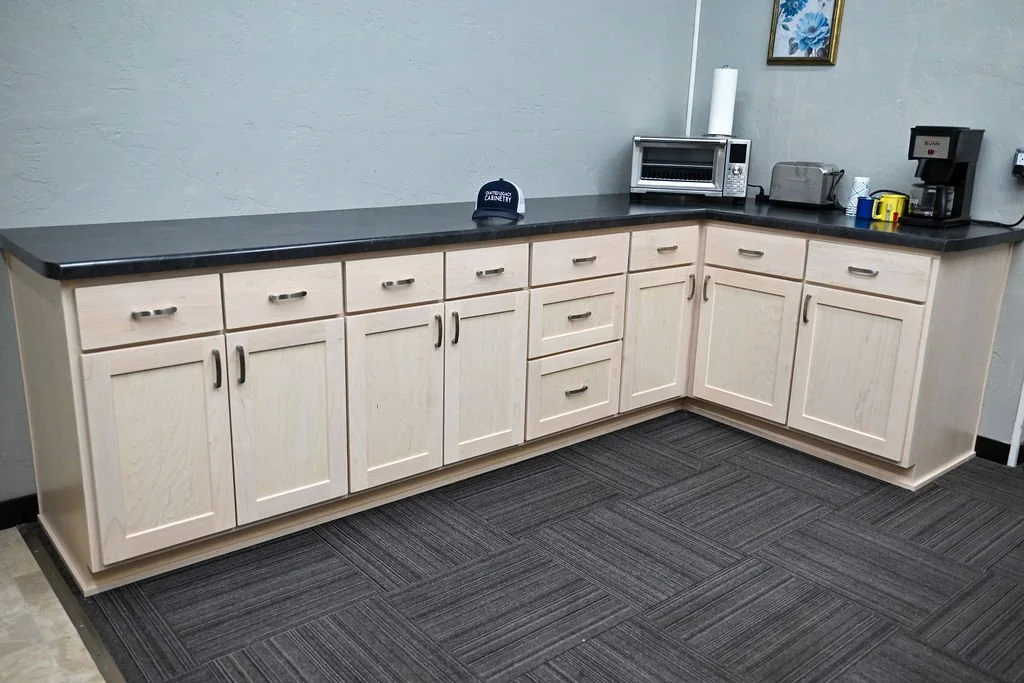 Maple Kitchen cabinet Maple Break room cabinet Maple custom cabinet Maple commercial cabinet White ash stain