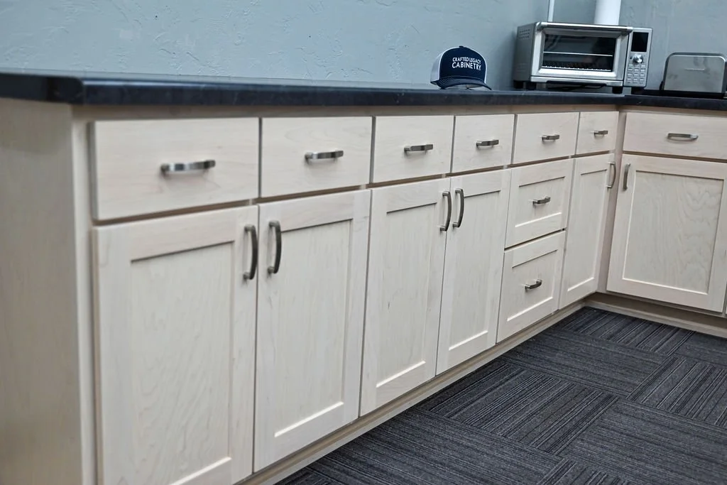 Maple Kitchen cabinet Maple Break room cabinet Maple custom cabinet Maple commercial cabinet White ash stain