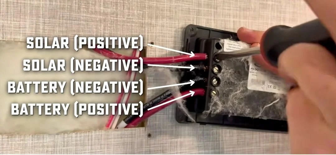 Diagram showing how the wiring on a gopower solar controller typically looks