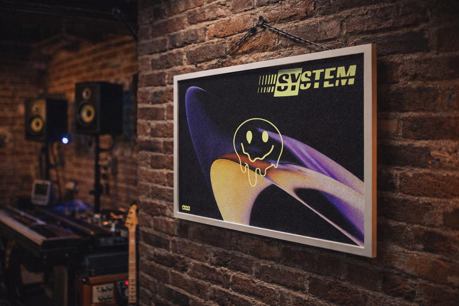 Framed art in music studio setting.png