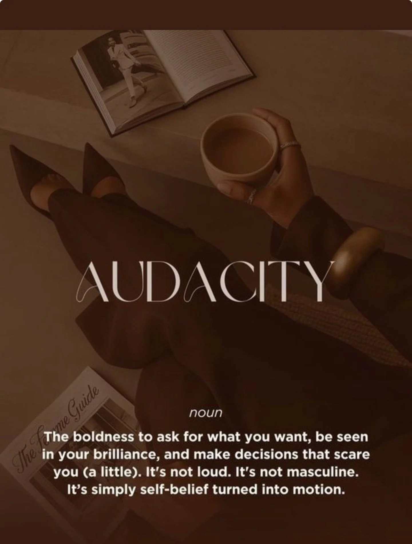 Audacity isn&rsquo;t arrogance.

It&rsquo;s deciding you&rsquo;re worthy before the room confirms it.
It&rsquo;s submitting the proposal.
It&rsquo;s raising the rate.
It&rsquo;s applying anyway.
It&rsquo;s speaking up in the meeting.

Not because you