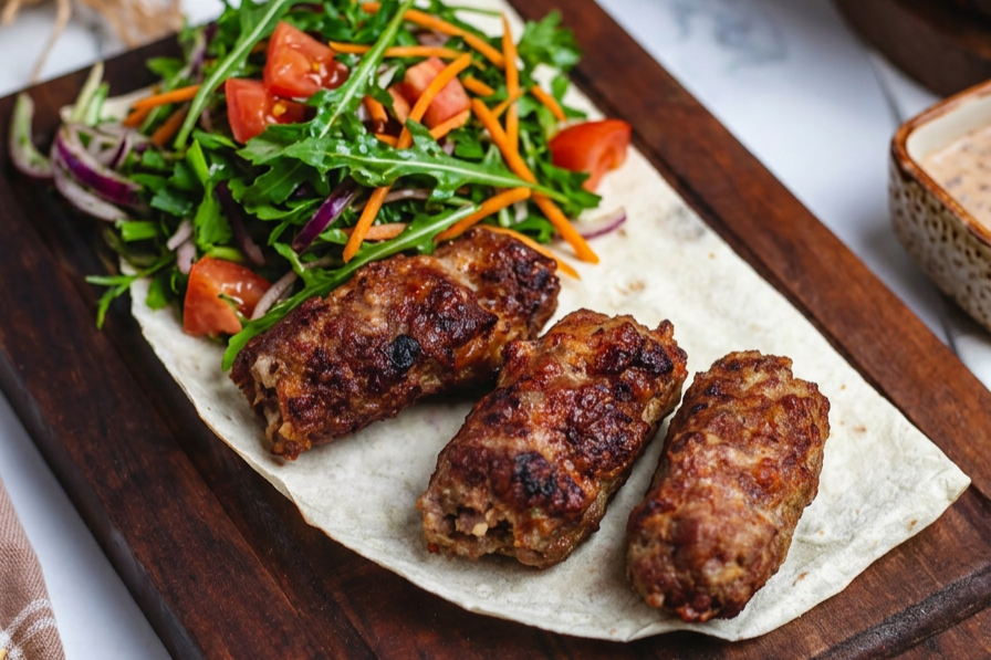 Mini-Kafta com salada primavera