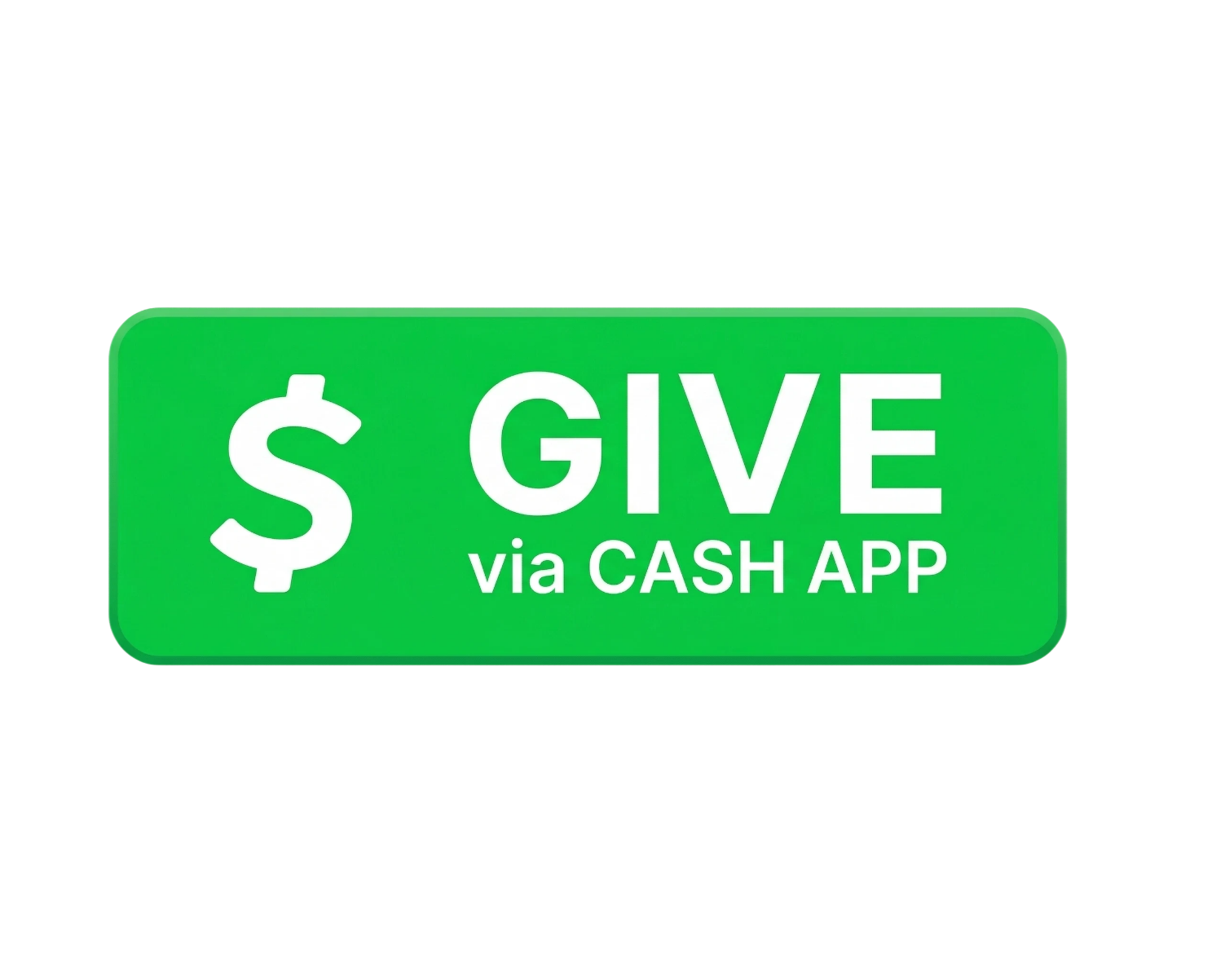 Green button with white text that says, '$ GIVE via CASH APP'.