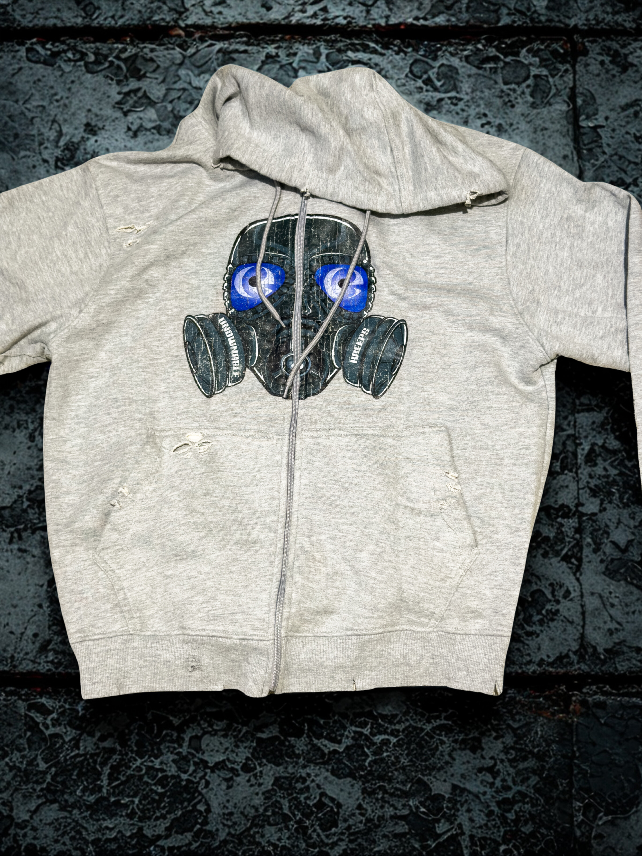 'The Watcher's' Graphic Hoodie with Gas Mask Motif