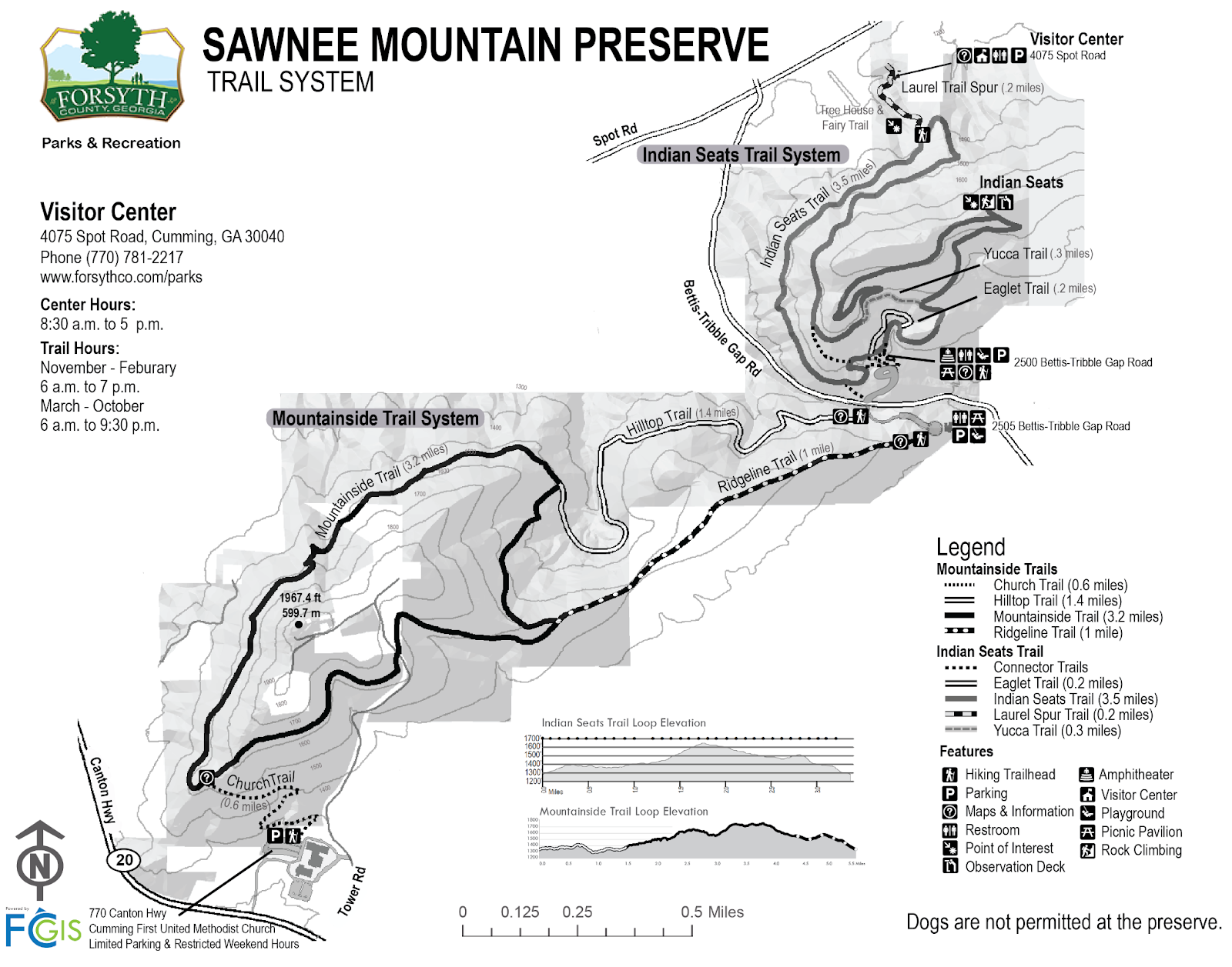 Map of the Sawnee Mountain Preserve