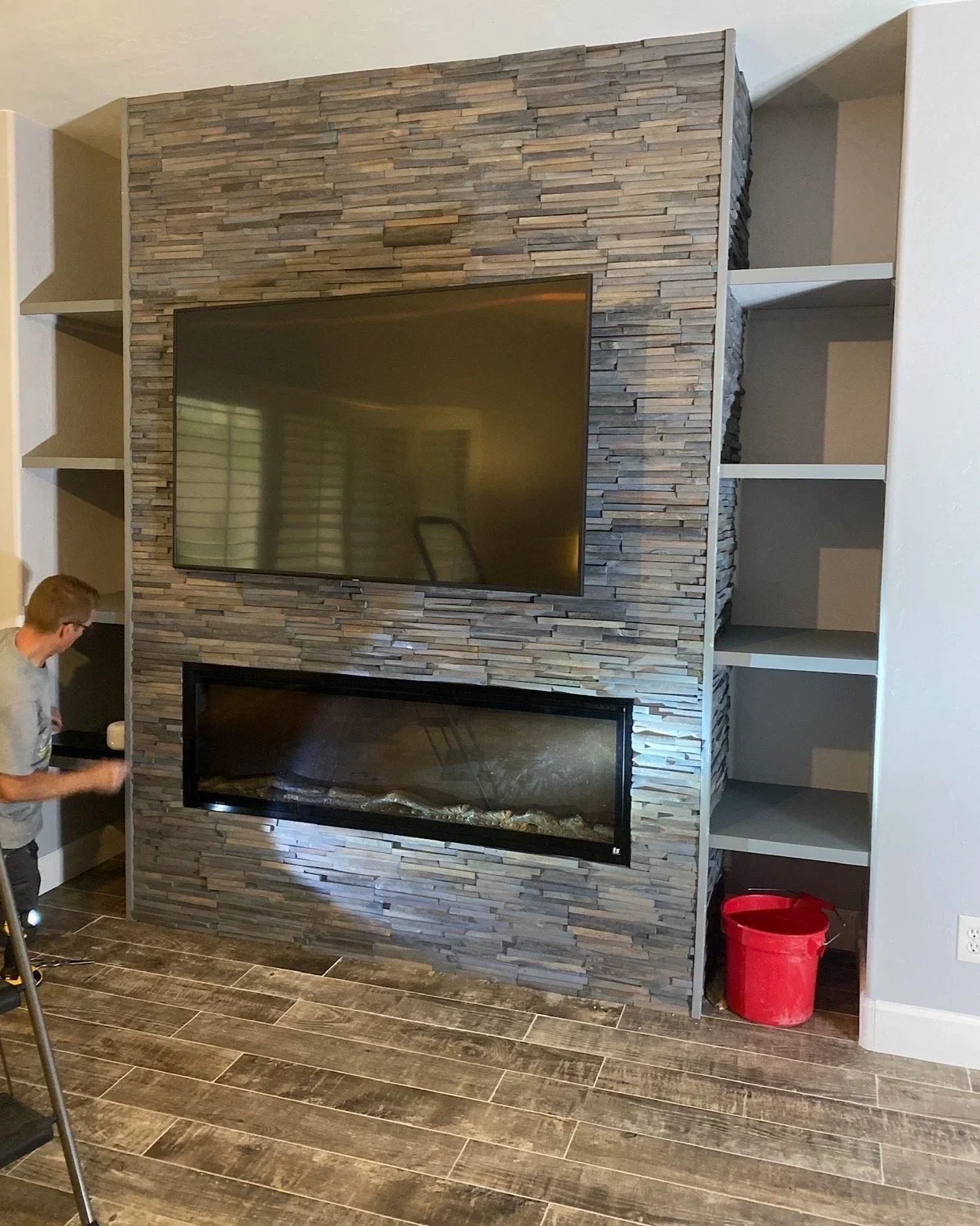 custom built in with fireplace