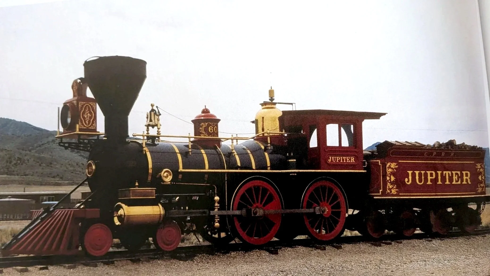 The Jupiter steam engine the is at the Golden Spike, Transcontinental Railroad site.