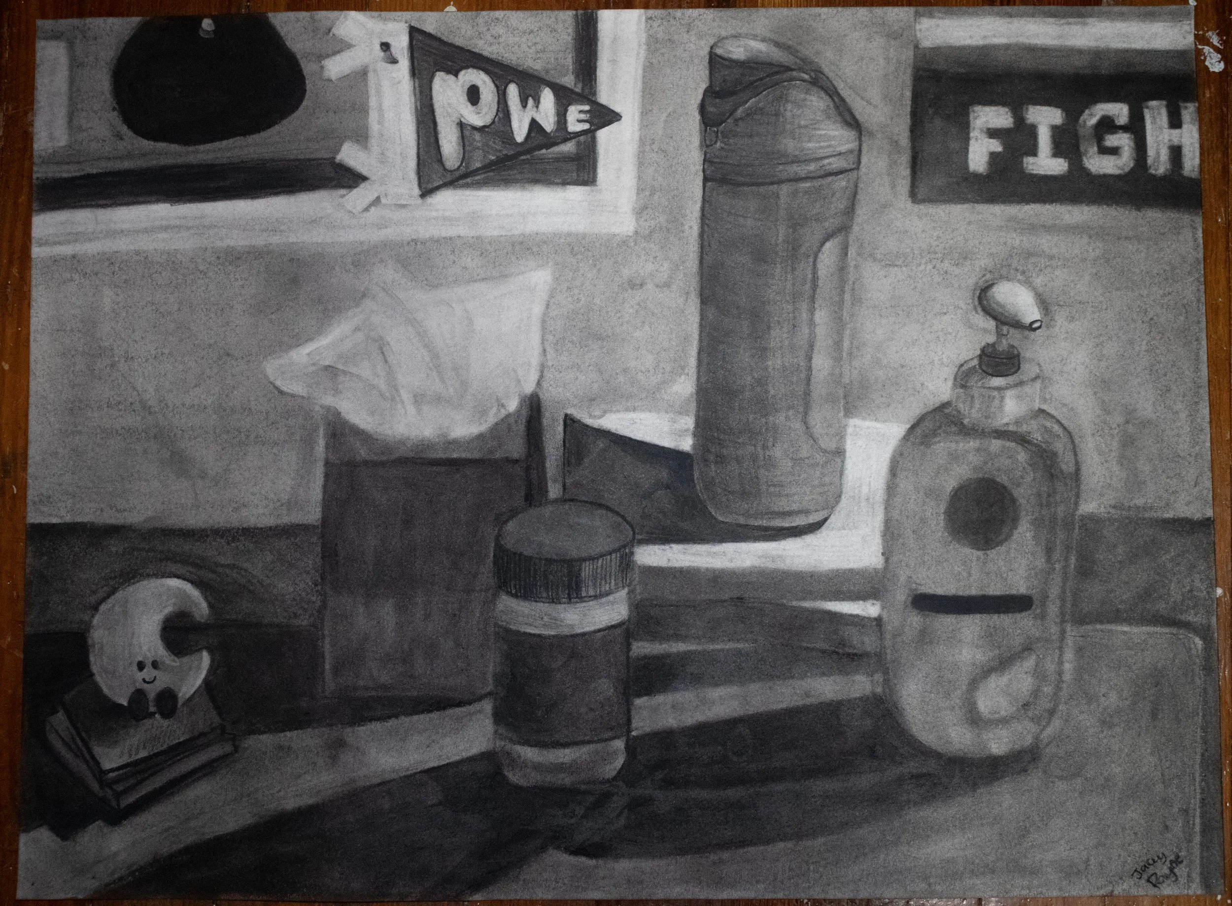 Still Life
Materials: charcoal on 18x24" drawing paper