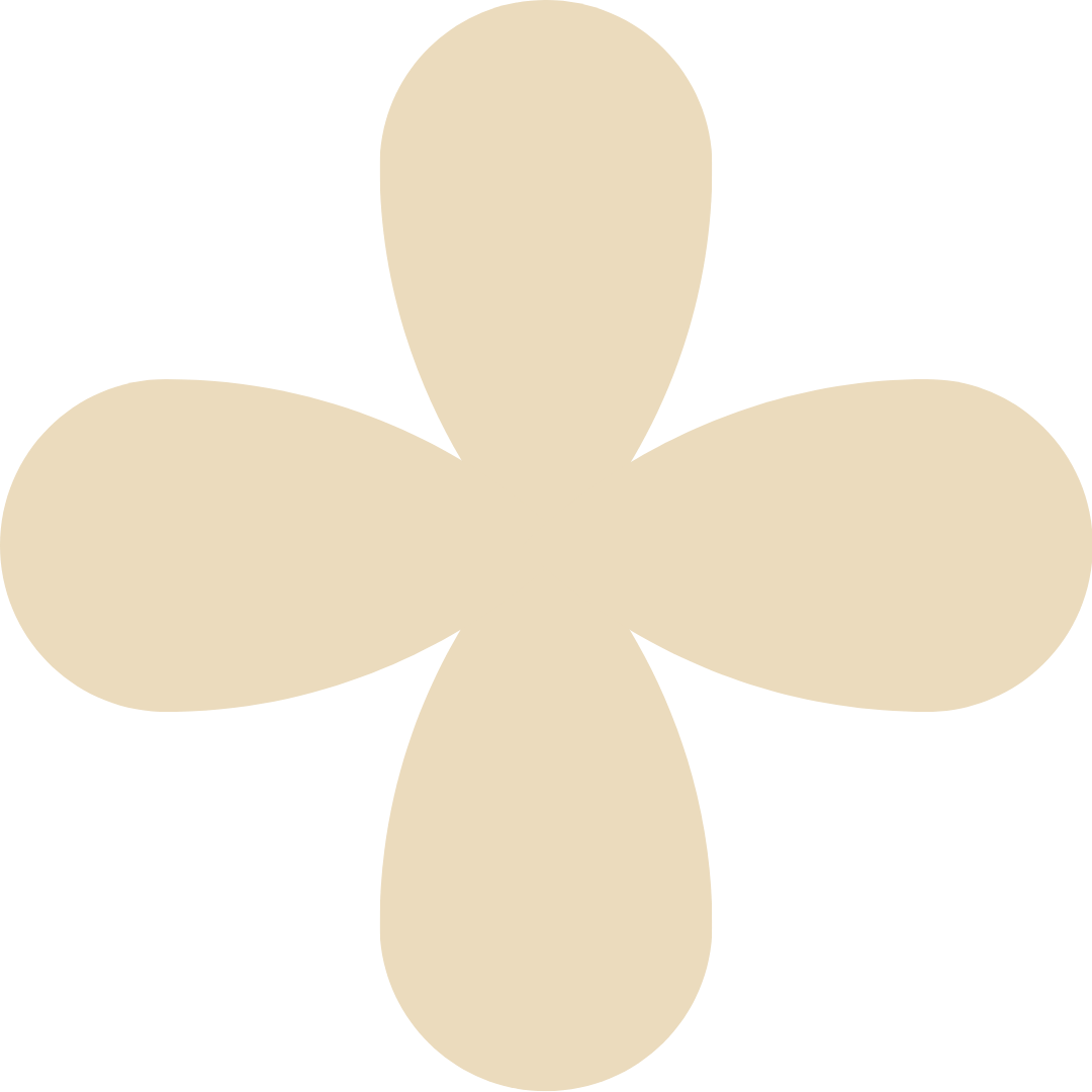 A beige, four-petal flower shape. The petals are rounded and evenly spaced, creating a simple, elegant appearance.