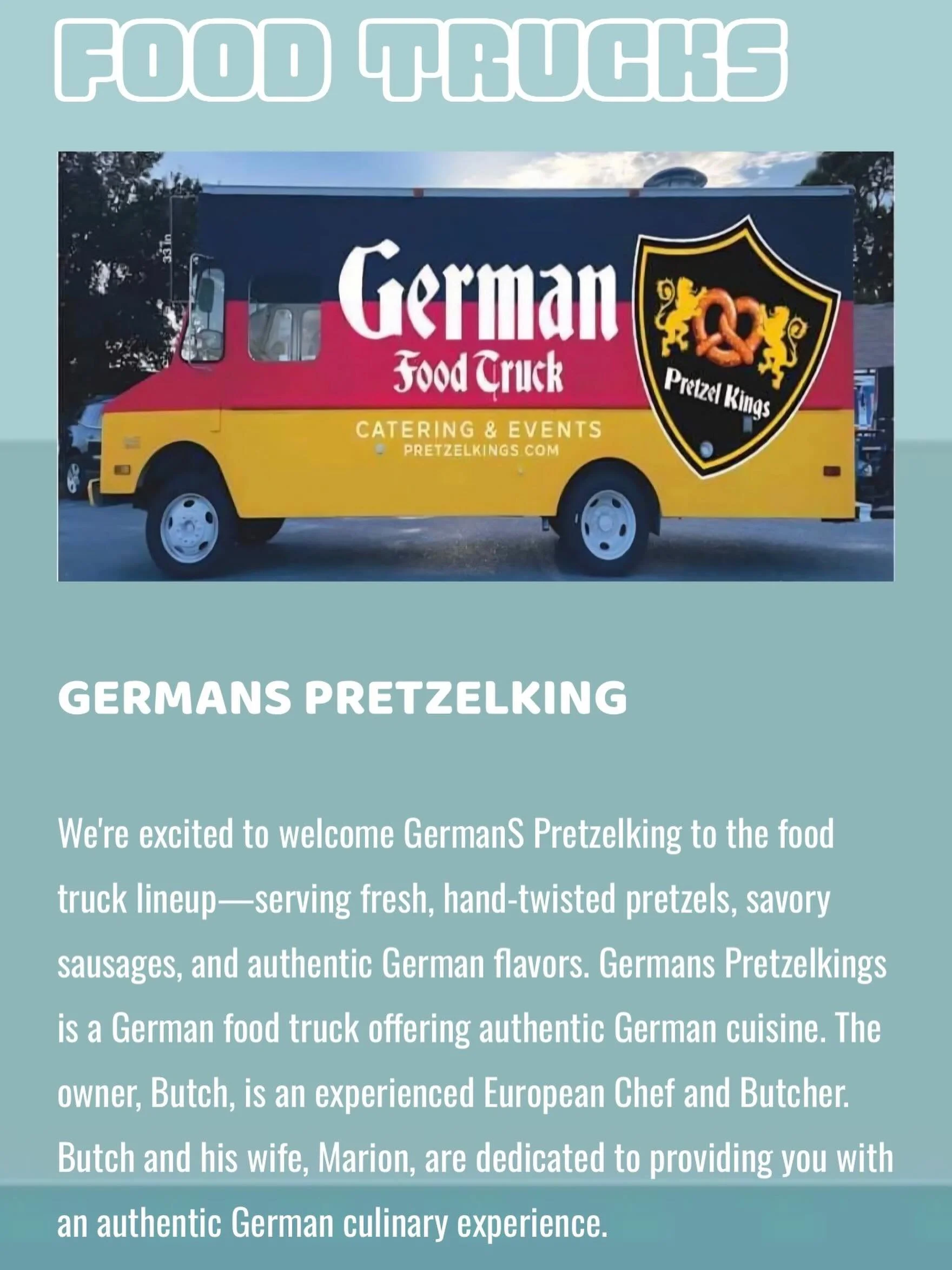 Excited to announce that Germans Pretzelkings food truck will be on site serving up some Bavarian goodness at next weeks birthday bash!