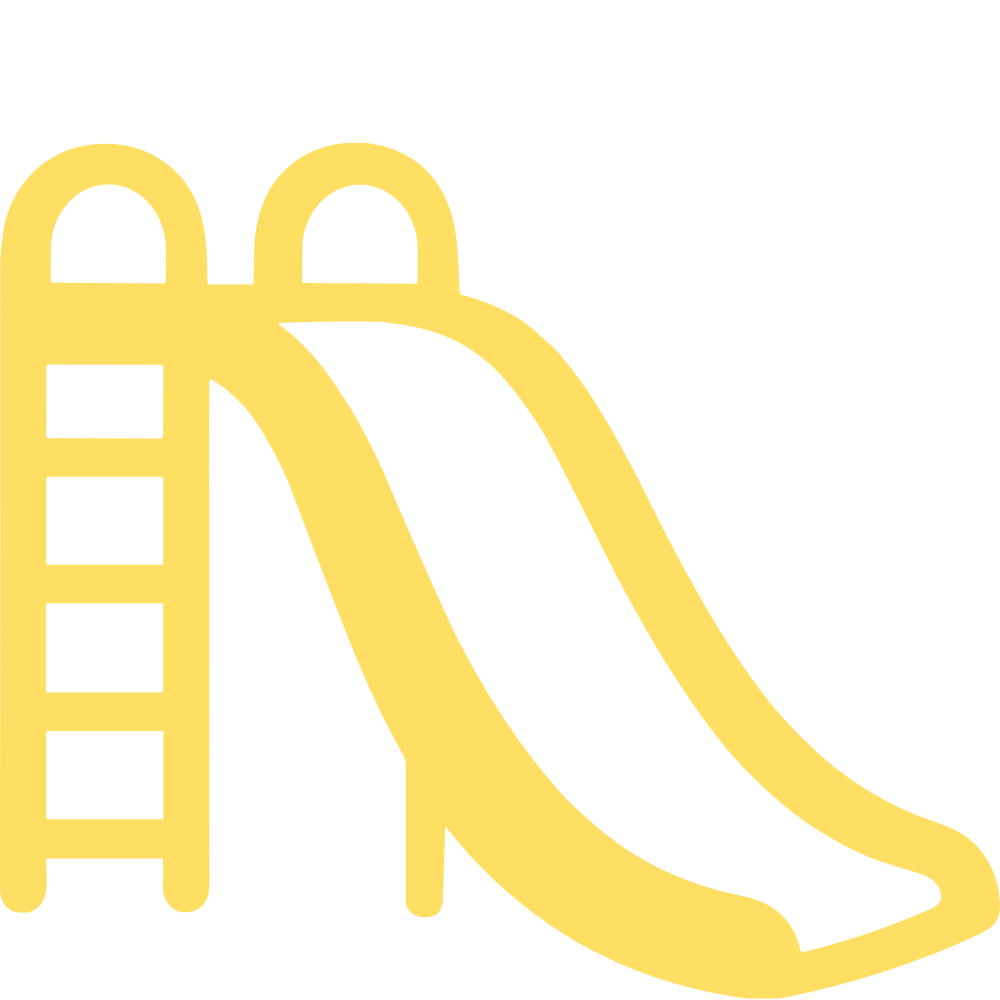 Yellow playground slide with ladder on black background.