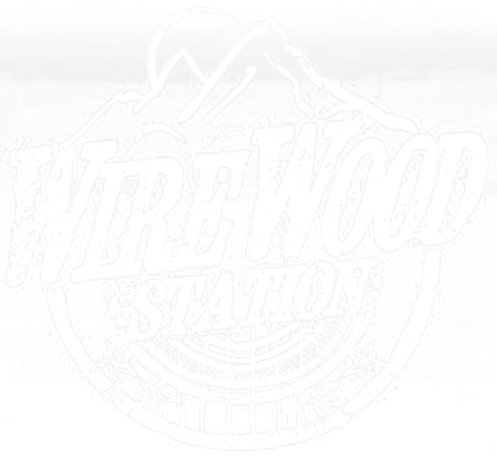 Logo with mountain illustration and the text 'WireWood Station'