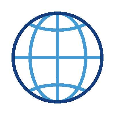 An animated spinning icon of a globe with latitude and longitude lines.