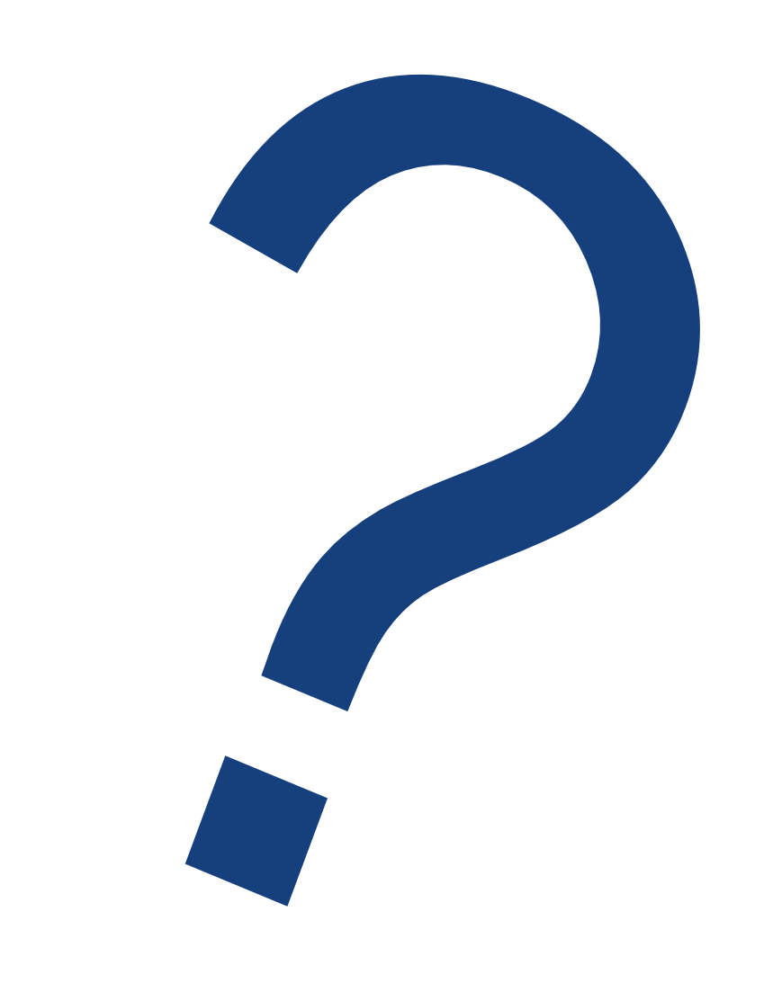 A navy blue question mark