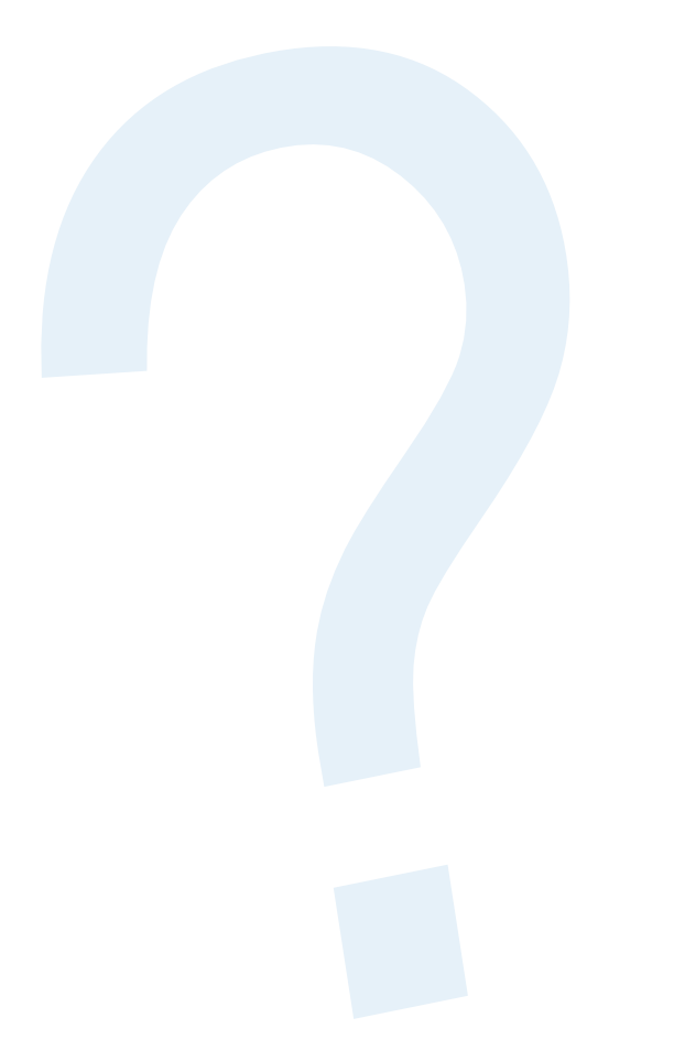A light blue question mark