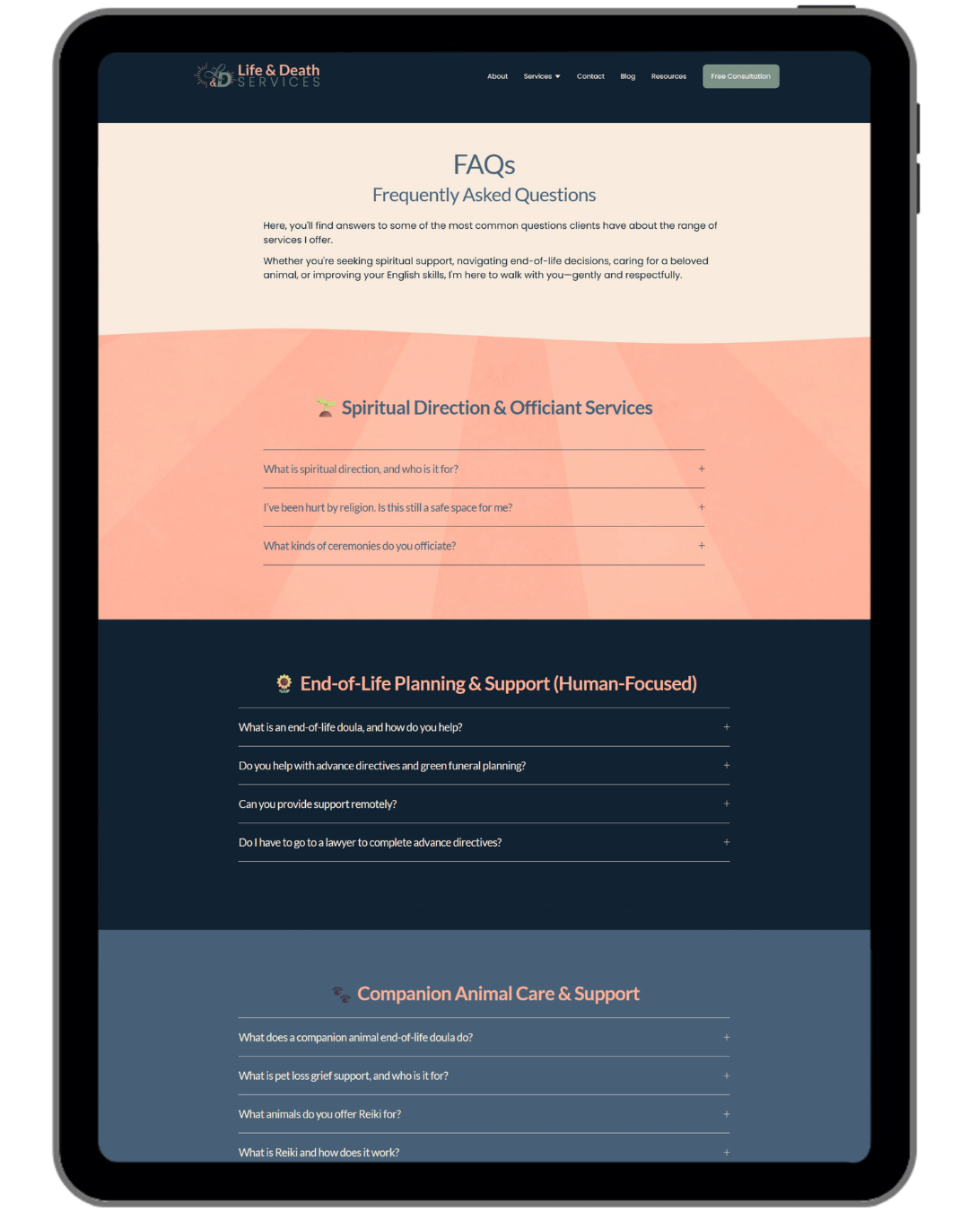 Life and Death Services FAQ Page.png