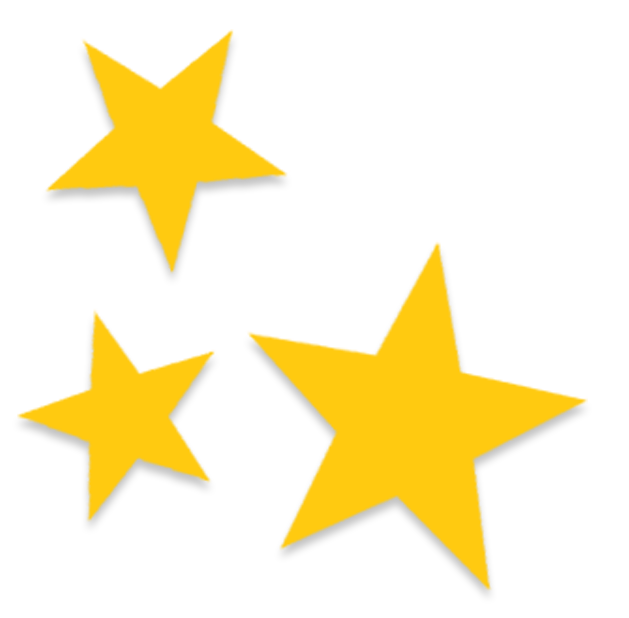 Cluster of 3 yellow stars with shadows