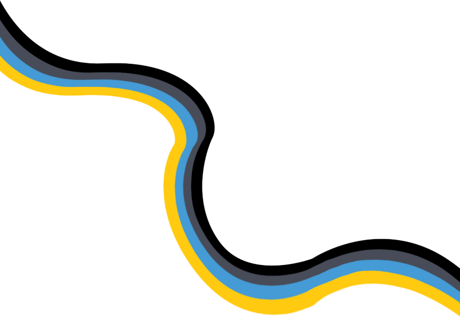 Colorful multicolored with black, gray, blue, and yellow wavy lines