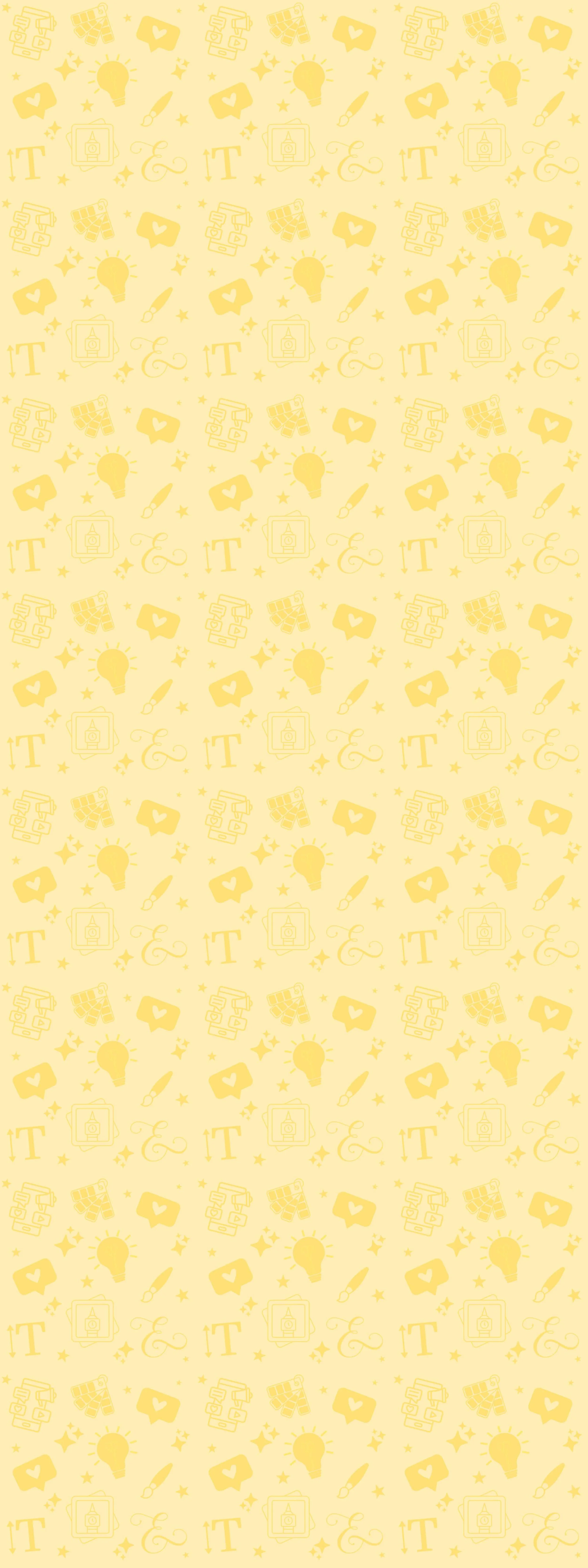 Yellow background with doodles like light bulbs, books, pencils, stars, and typography