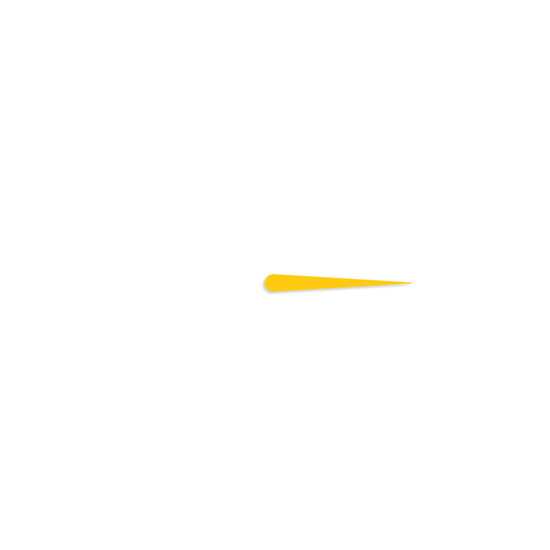 A yellow hour hand of a clock on its own.