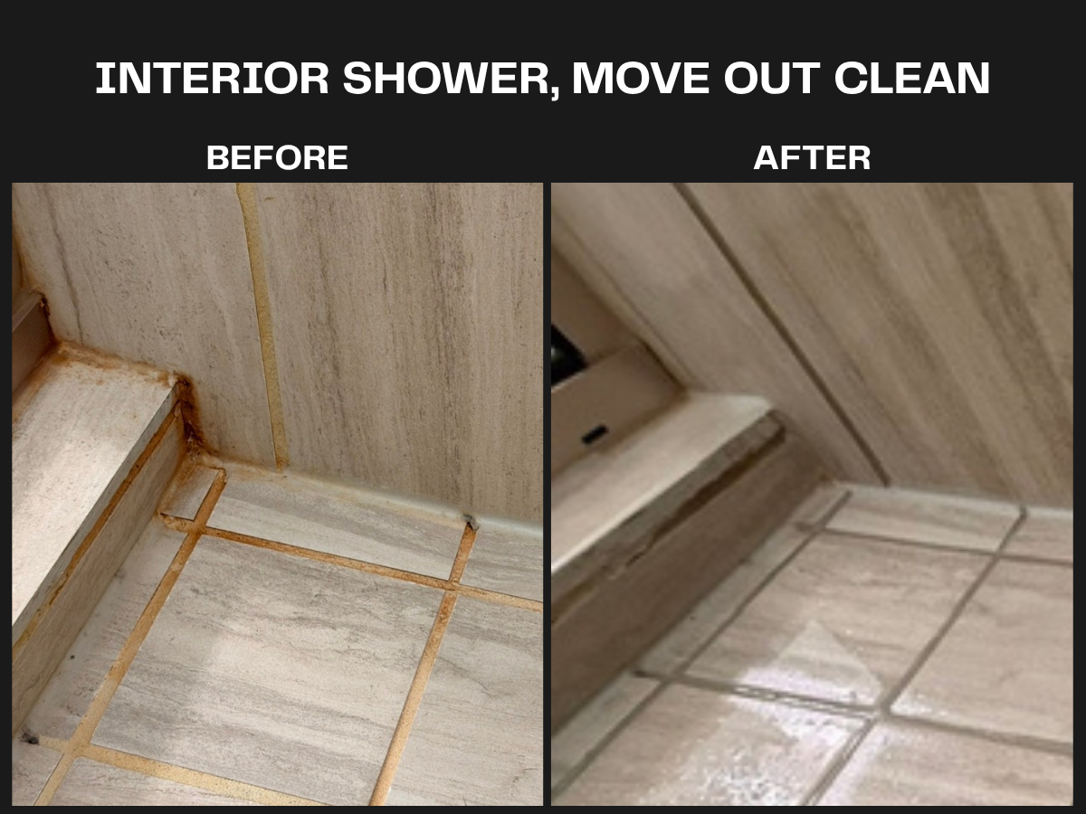 Move Out Cleaning of interior shower at home in Bee Caves Austin Texas