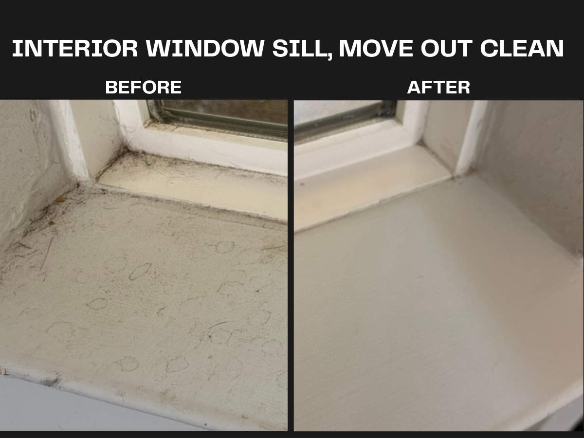 Move out cleaning of interior window sill at house in bee caves austin texas
