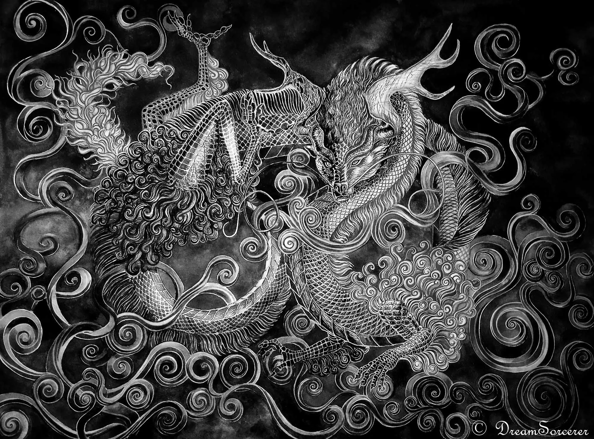 Wolf Dragon (2023) Watercolour