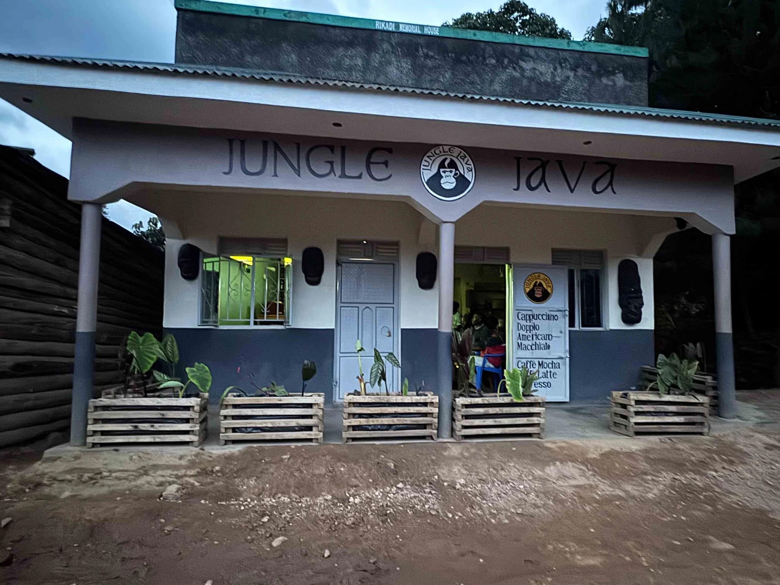 The front of Jungle Java building in Uganda, Africa