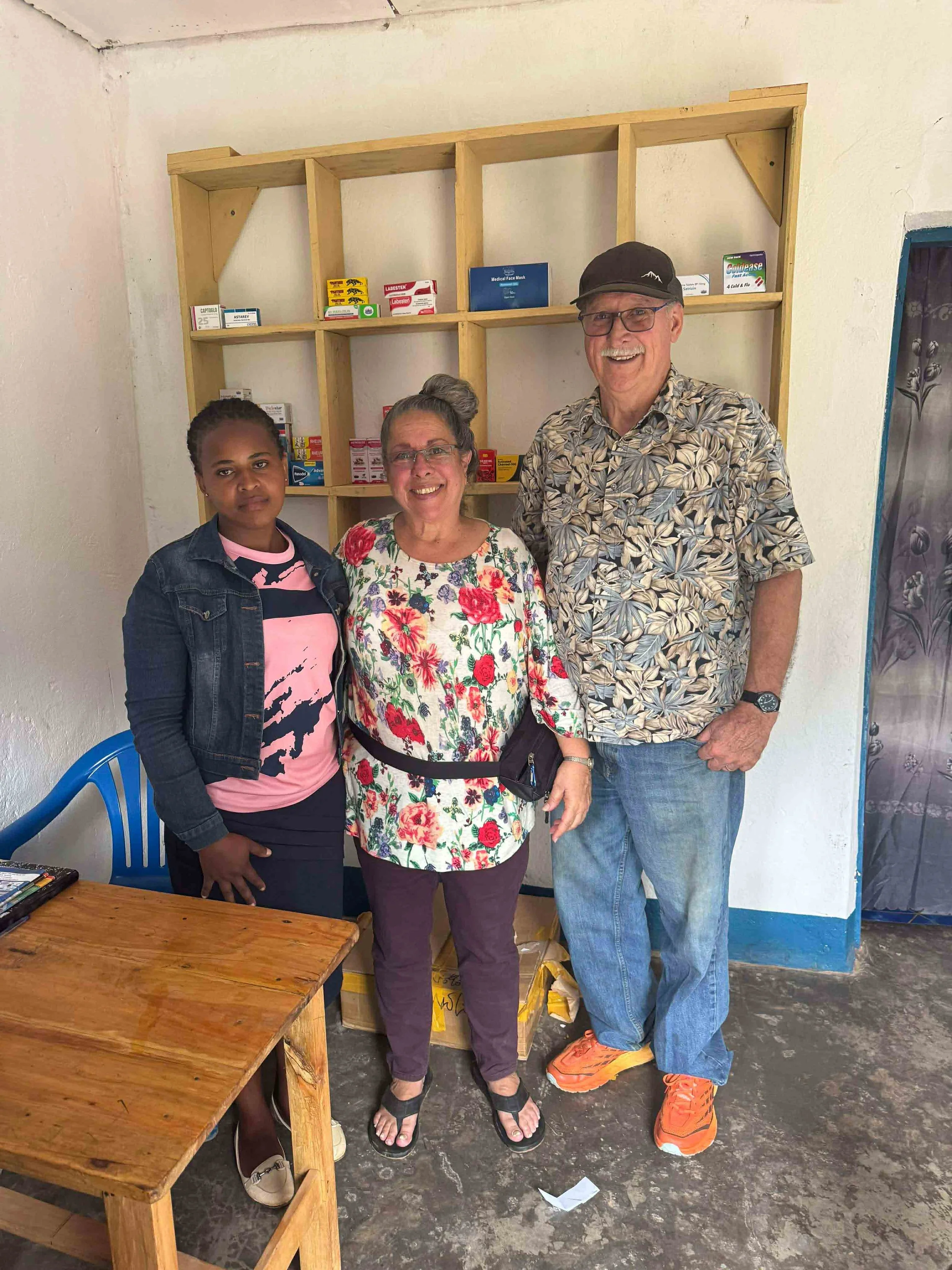 Bob and Gloria with Judith the Heart 2 Heart School Medical Nurse