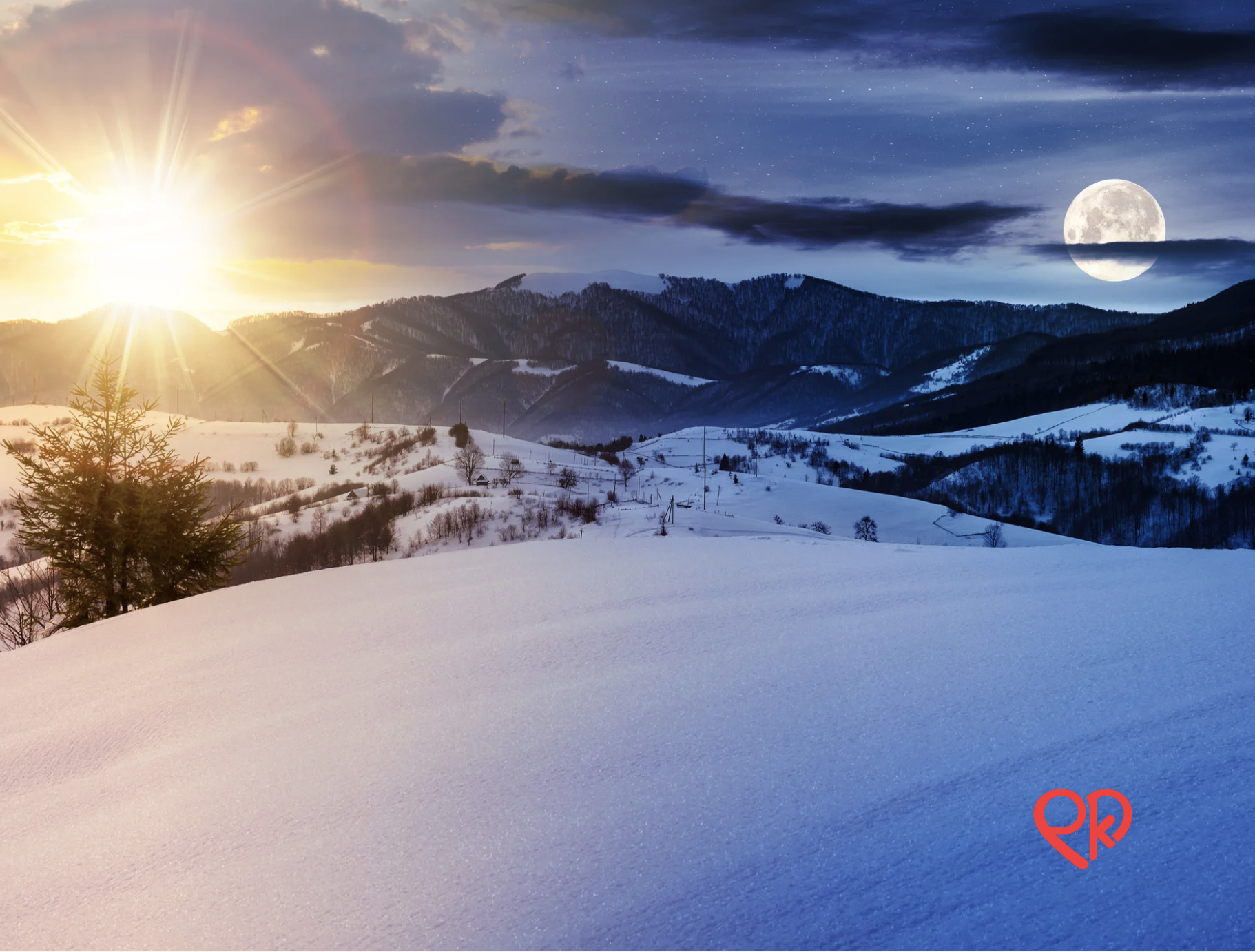 Sunrise, Snow, and Moon 10pk