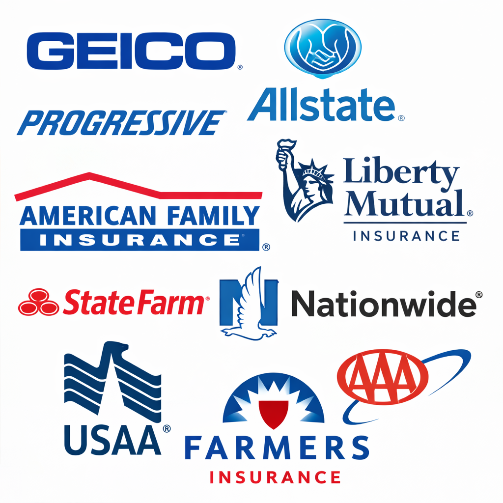 Auto insurance logos collage