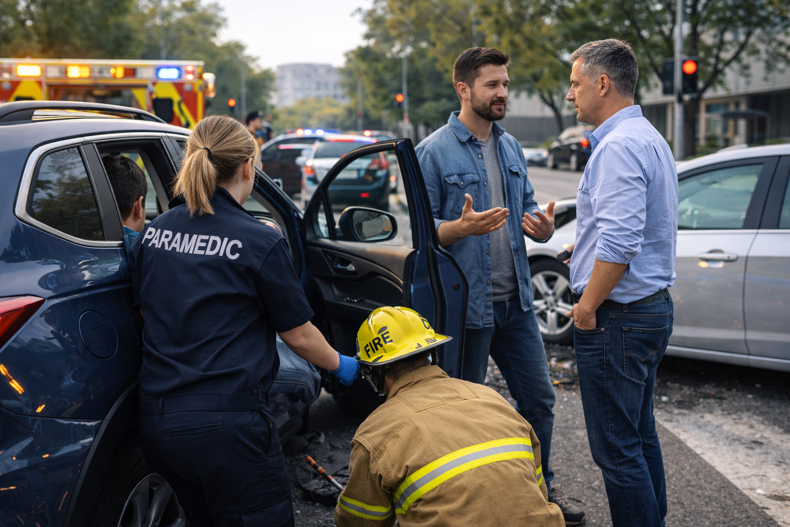 Emergency responders at crash scene