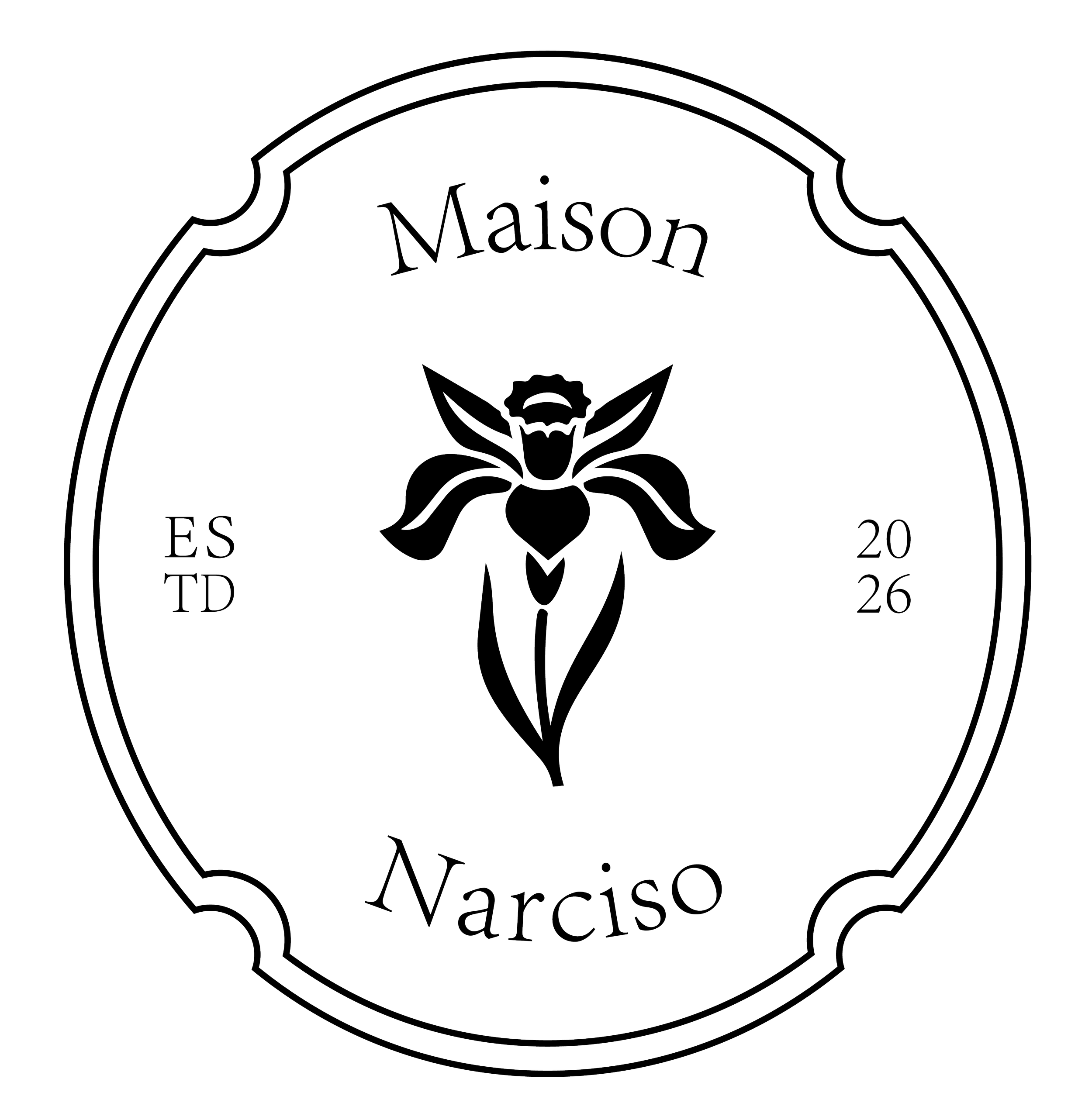 Stylized circular logo with the words "Maison Navarisco" and a depiction of a bee in the center.