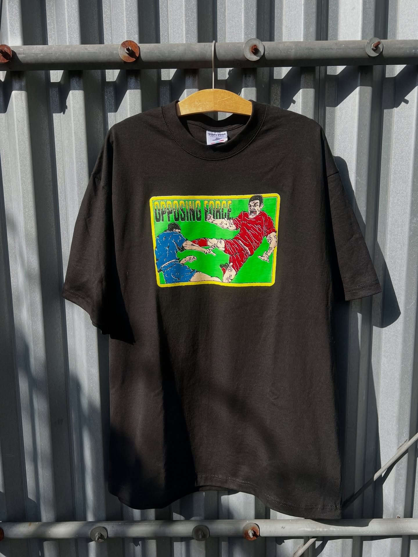 Shirts for @opposingforcehc 
7 colors plus underbase on Shaka garment dyed 🤙
Disclaimer: Art was designed to look out of registration 🫡