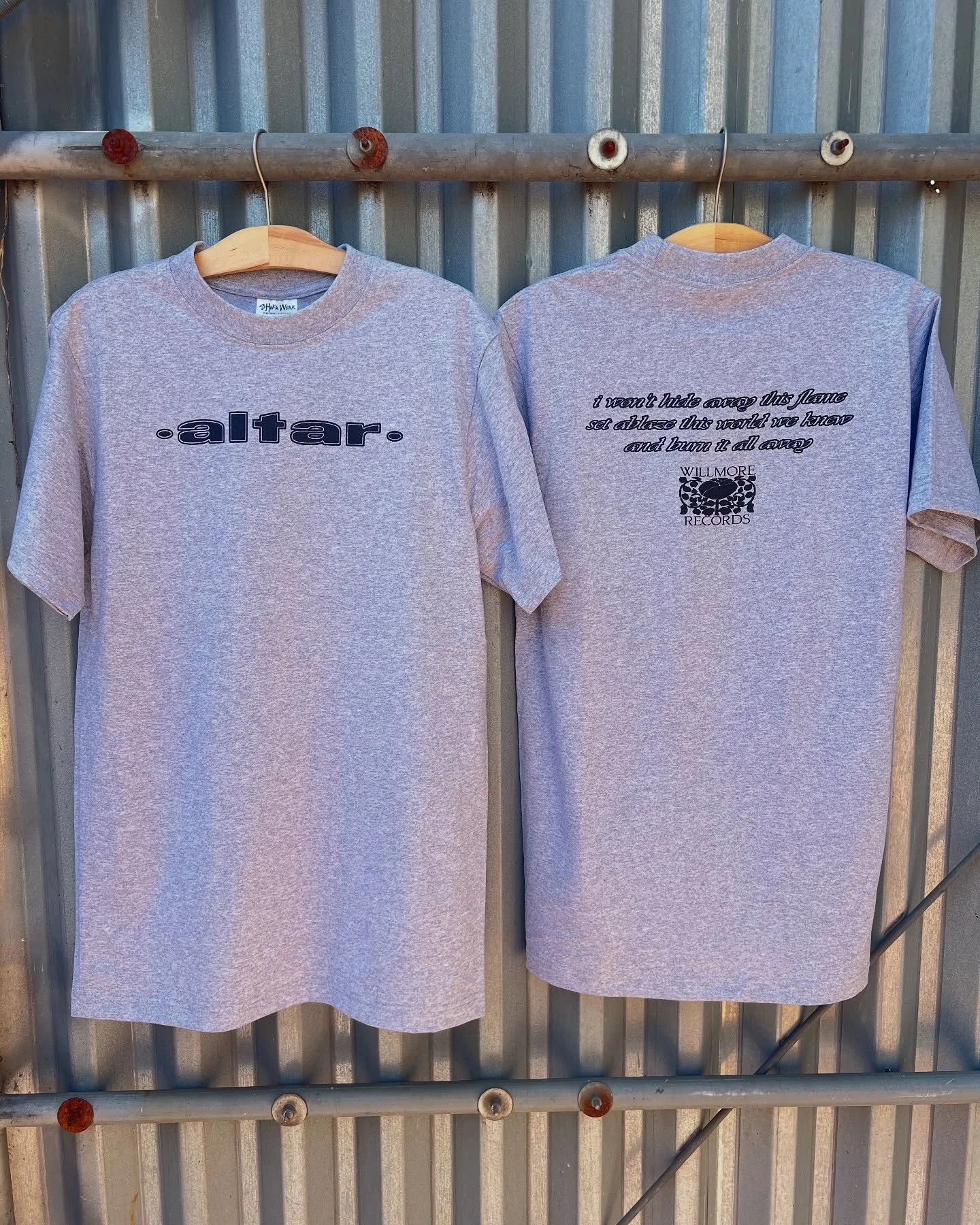 Shirts for @altarxvx / @willmorerecords on Shaka. Demo out now!🔥 love a new xxx band.