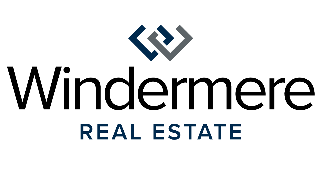 Logo for Windermere Real Estate featuring a geometric icon above the company name and the words 'Real Estate' underneath.