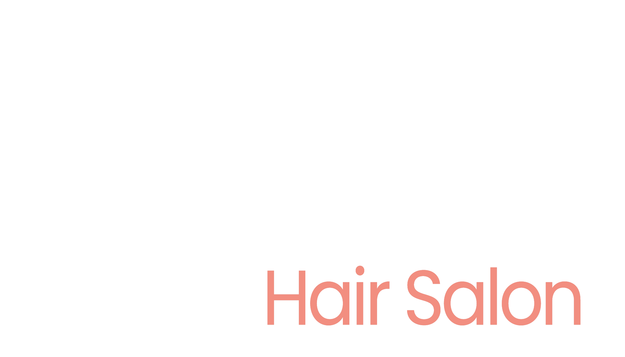 Elegant black background with stylized white cursive text reading 'What.' Below, in smaller peach-colored text, it says 'Hair Salon.'