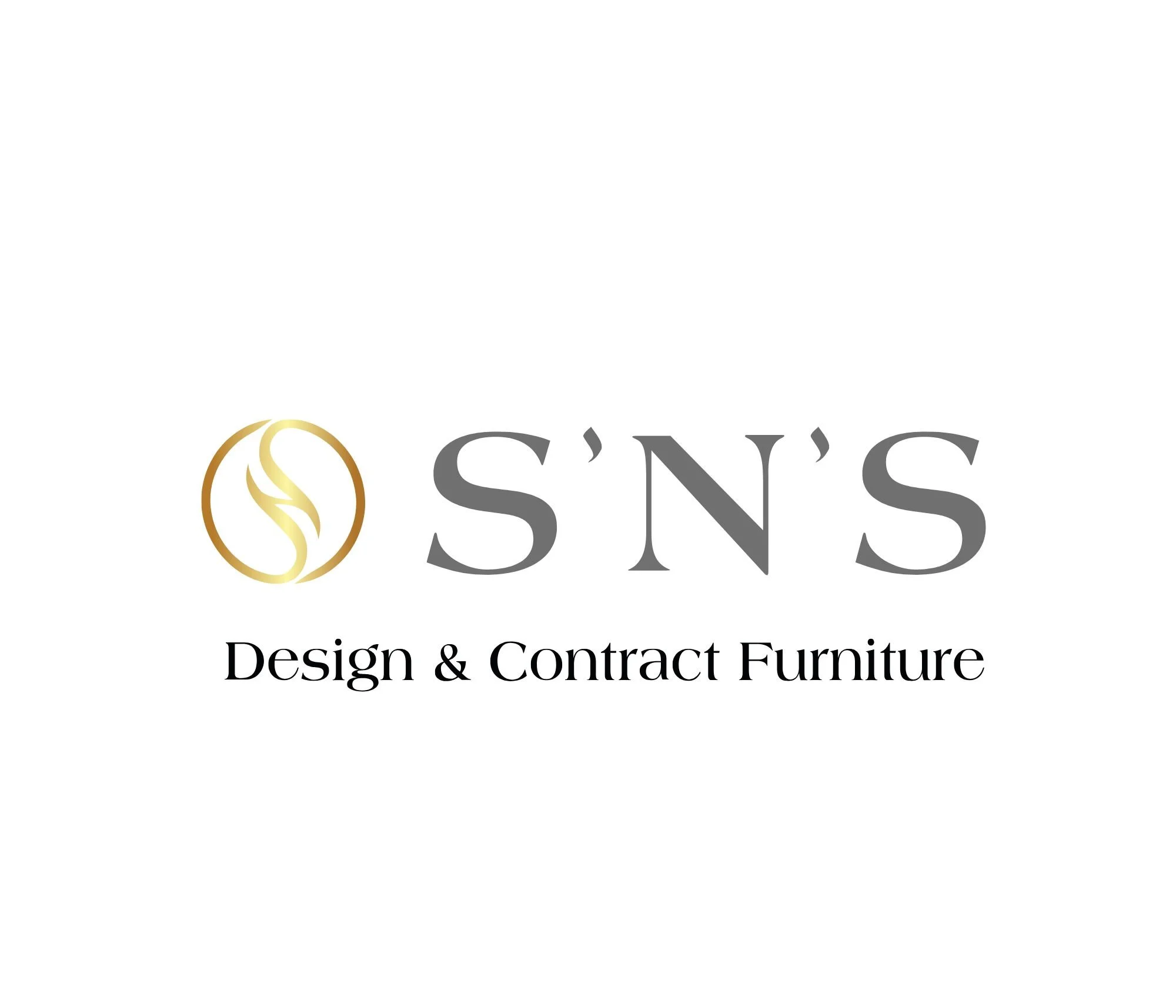 Logo for S'N'S Design & Contract Furniture with a gold and black color scheme.