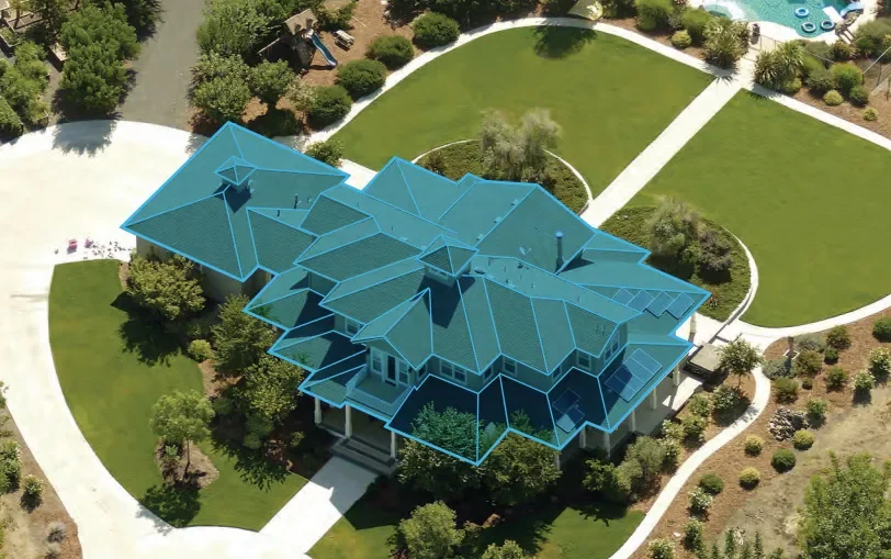 Drone aerial roof imaging used for property documentation and mapping